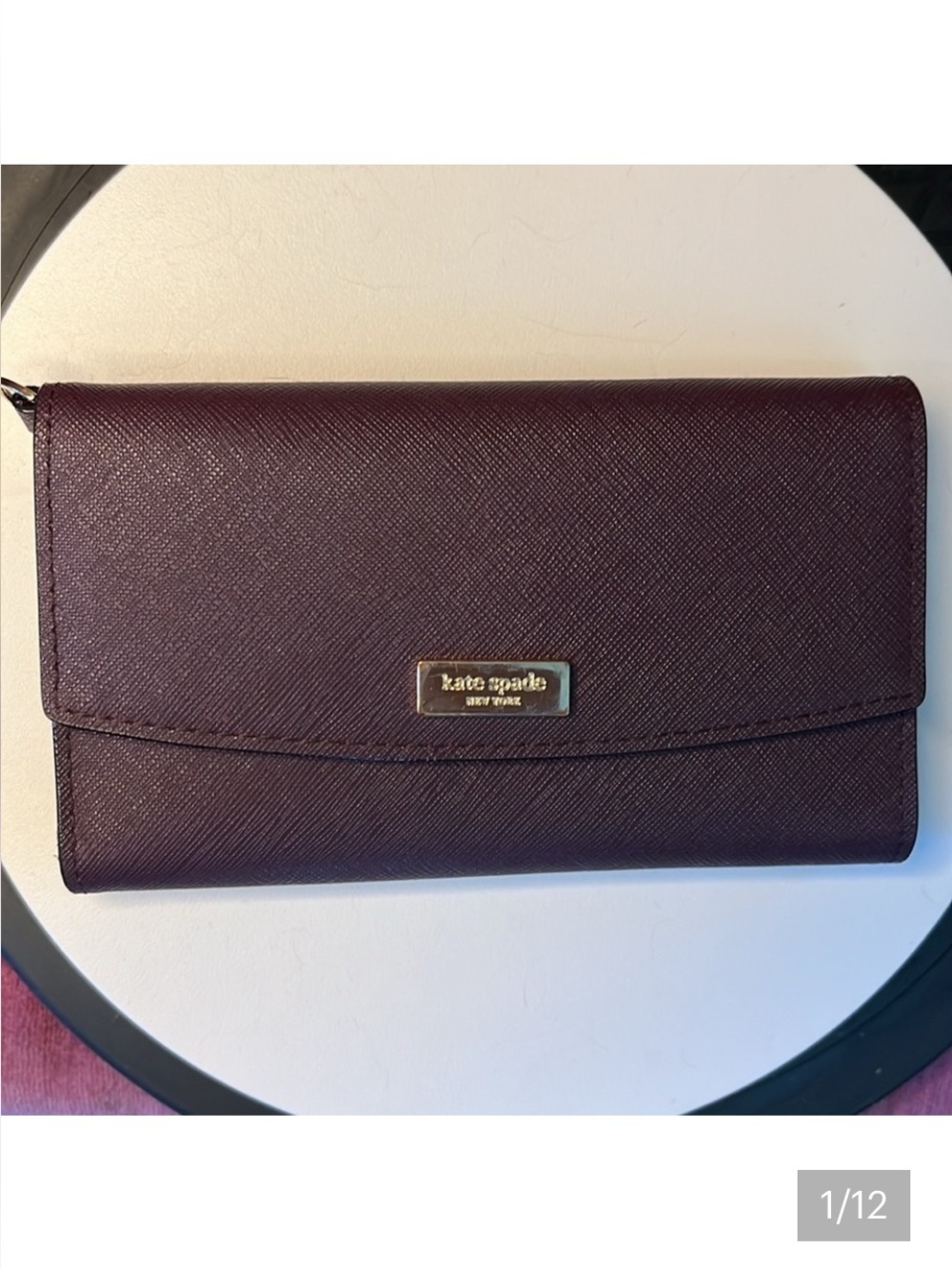Kate Spade  Plum   Snappy   long wallet  EUC phone holder  card case  ID wallet
